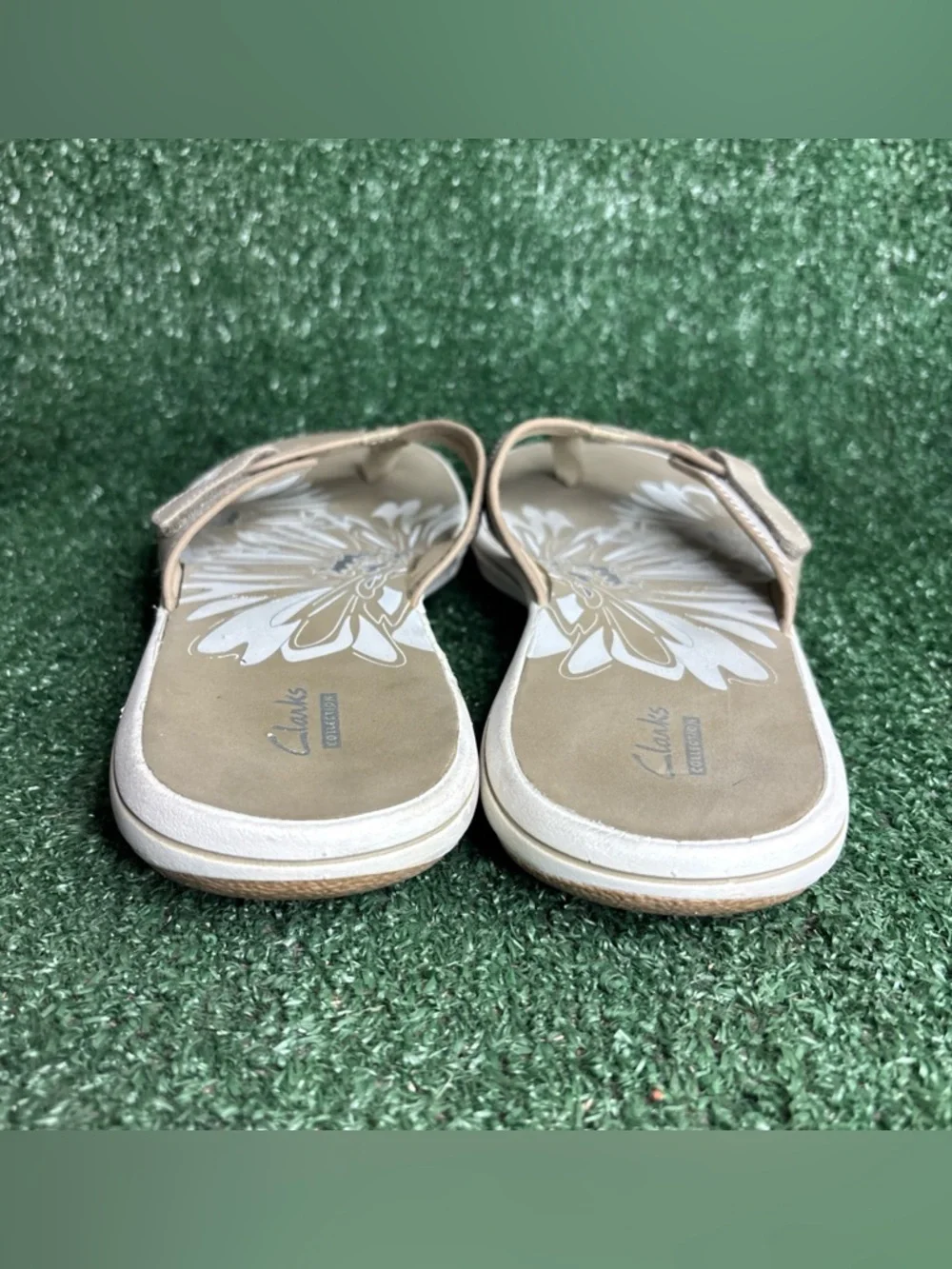 Clarks Cloud Steppers Breeze Sea‎ Women Size 12 Tan Thong Flip Flop Sandals Shoe